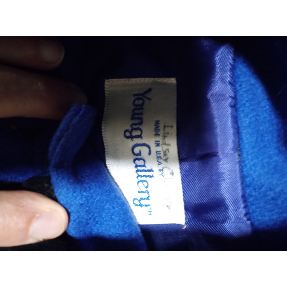 Vintage Young Gallery Blue Wool Coat with Velvet Bows and Matching Hat Kids sz 6 - Picture 5 of 12